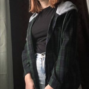 flannel attached hoodie